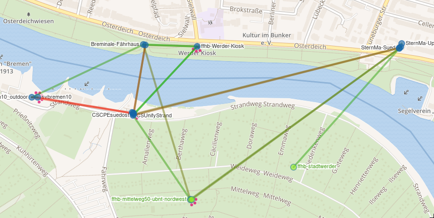 Karte mit Mesh-Verbindungen