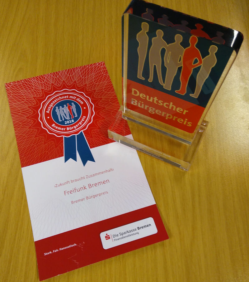 Die Urkunde des Bürgerpreises