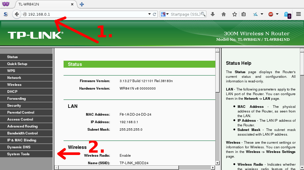 Standard Weboberfläche