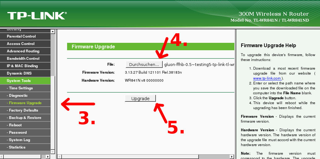 Standard Weboberfläche